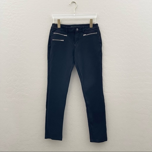 Marc by Marc Jacobs Women's Skinny Zipper Ponte Moto Pants Ankle Black Stretch 2 - Picture 1 of 6